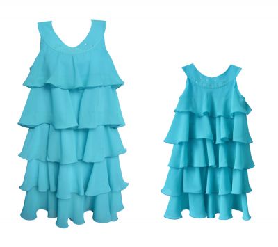 Одинаковые платья для мамы и дочки "Морской бриз", комплект — нарядные детские платья для девочек | Интернет-магазин платьев для девочек «12 кг Счастья»