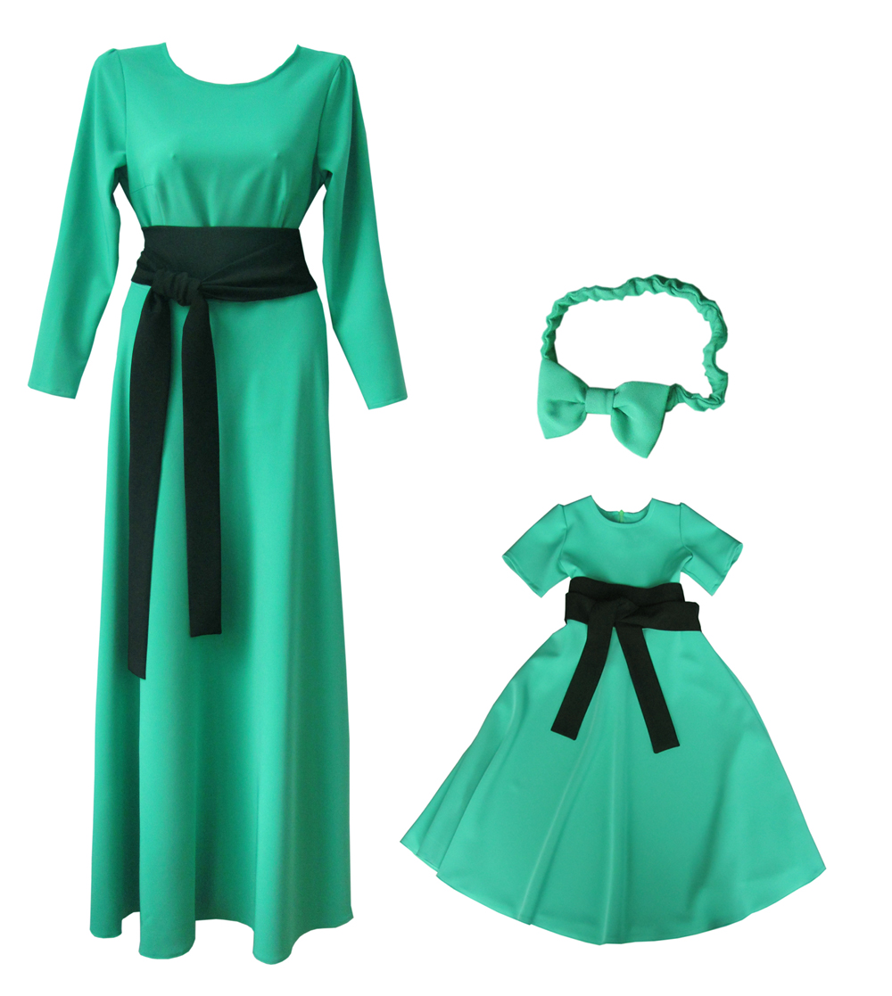 Платья мятные для мамы и дочки, комплект — нарядные детские платья для девочек | Интернет-магазин платьев для девочек «12 кг Счастья»