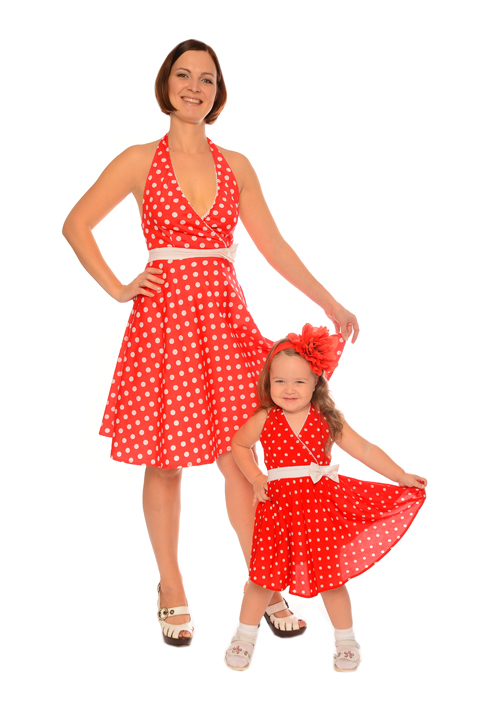 Одинаковые платья для мамы и дочки "Малинки", комплект