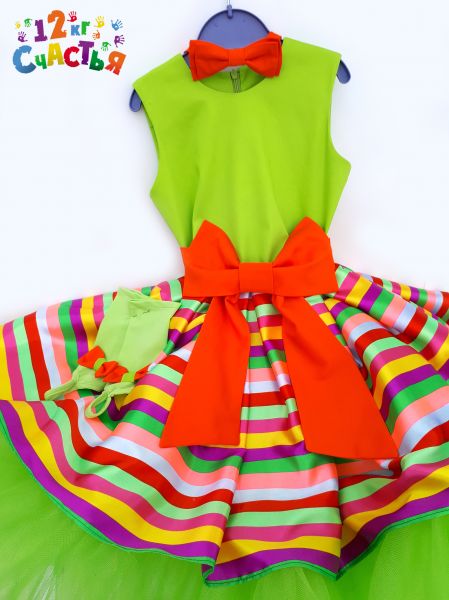 Платье для девочки "Стиляги" салатовое с полоской