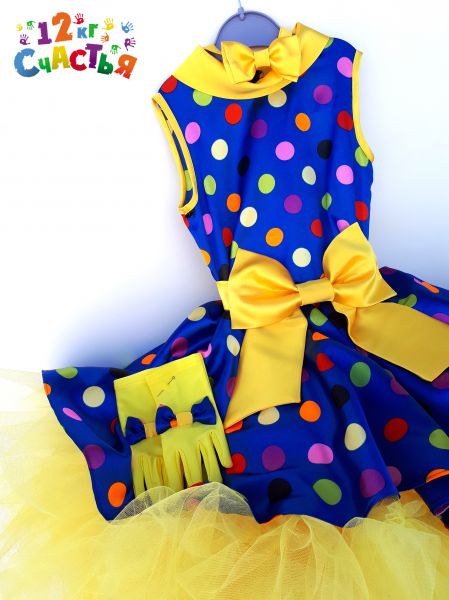 Платье для девочки "Стиляги (горошек на синем)"
