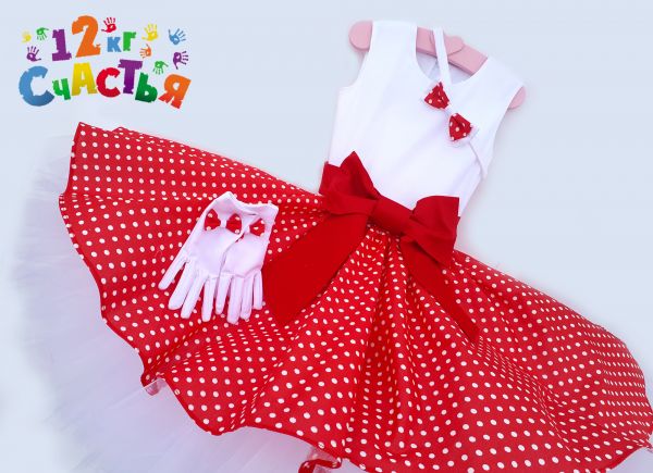 Платье для девочки "Стиляги (горошек на красном)"