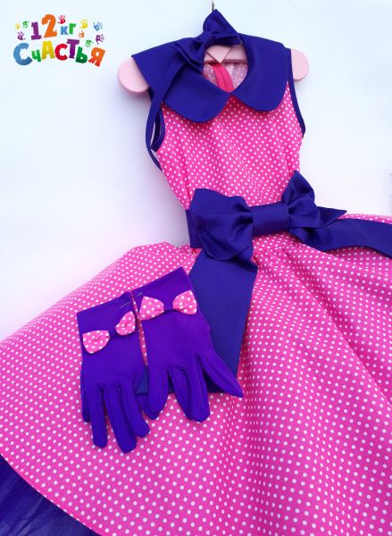 Платье для девочки "Стиляги (пшено на ярко-розовом)"