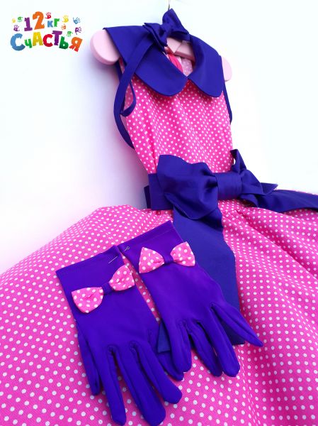 Платье для девочки "Стиляги (пшено на ярко-розовом)"