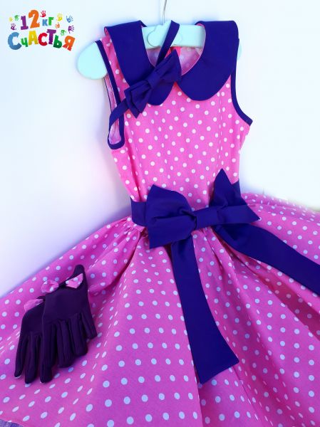 Платье для девочки "Стиляги" (горох на розовом)