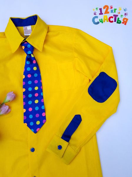 Рубашка для мальчика "Стиляги" желтая с заплатками