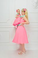Одинаковые платья для мамы и дочка "Ванильная мята", комплект