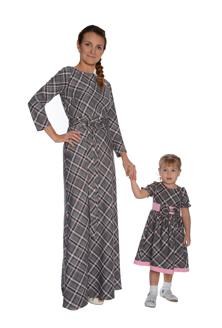 Платье для мамы и дочки из клетчатой ткани, комплект — нарядные детские платья для девочек | Интернет-магазин платьев для девочек «12 кг Счастья»