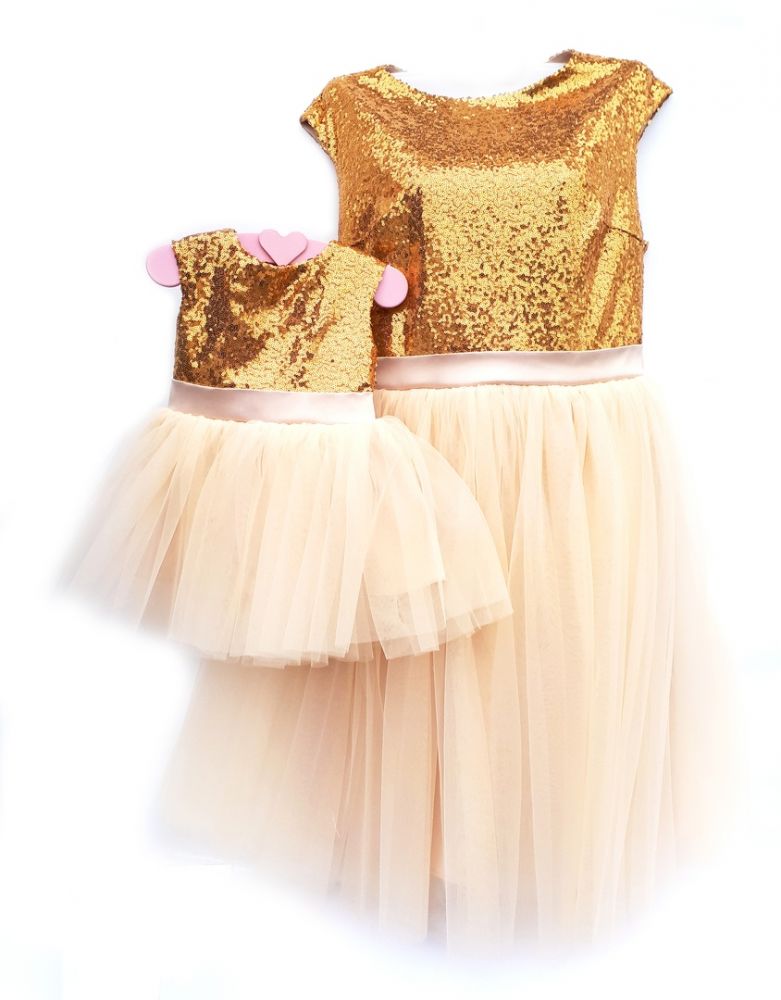 Платья для мамы и дочки "Гламур", комплект — нарядные детские платья для девочек | Интернет-магазин платьев для девочек «12 кг Счастья»