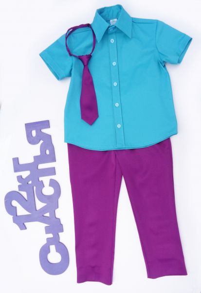 Костюм для мальчика "Стиляги" бирюзово-фиолетовый
