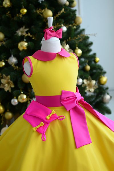 Платье для девочки "Стиляги (лимон и фуксия)"