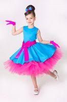 Платье для девочки "Стиляги" голубое с малиновым