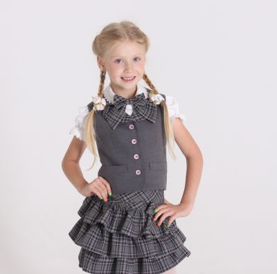 Школьная форма "Серая клетка" — нарядные детские платья для девочек | Интернет-магазин платьев для девочек «12 кг Счастья»