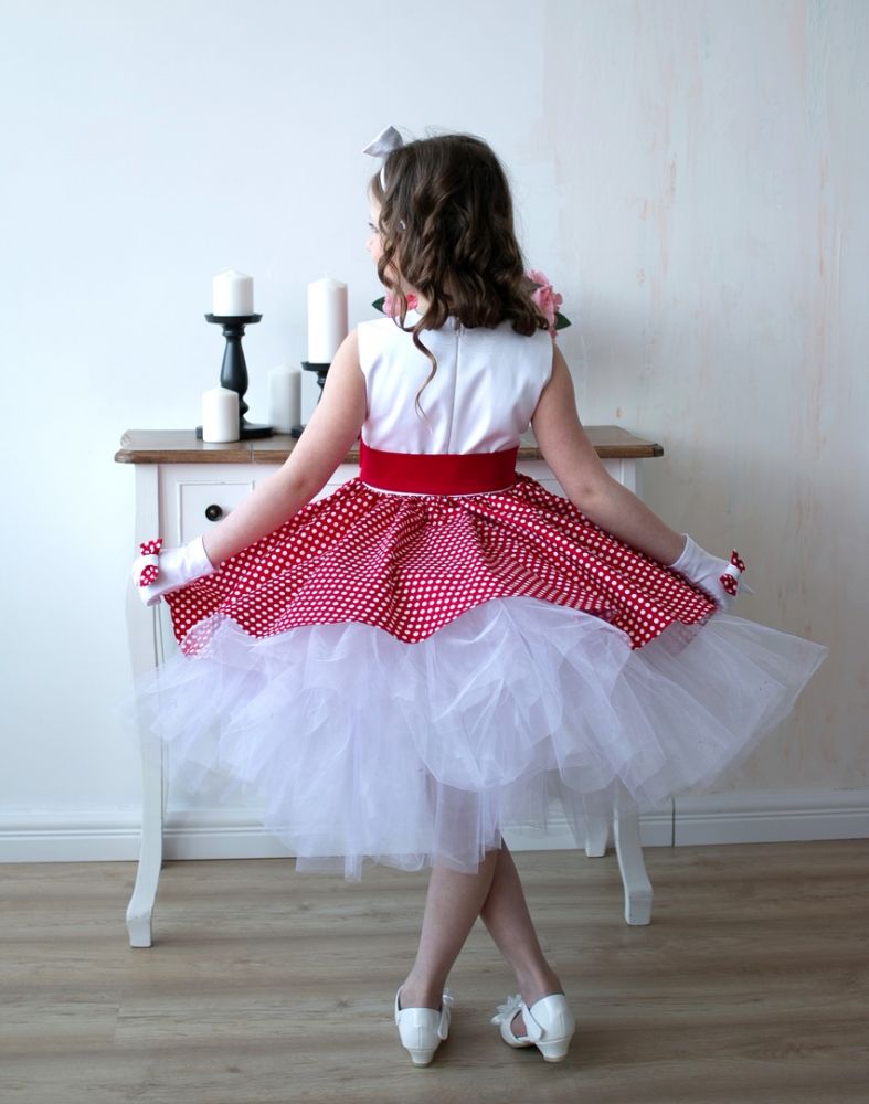 Платье для девочки "Стиляги" горошек на юбке